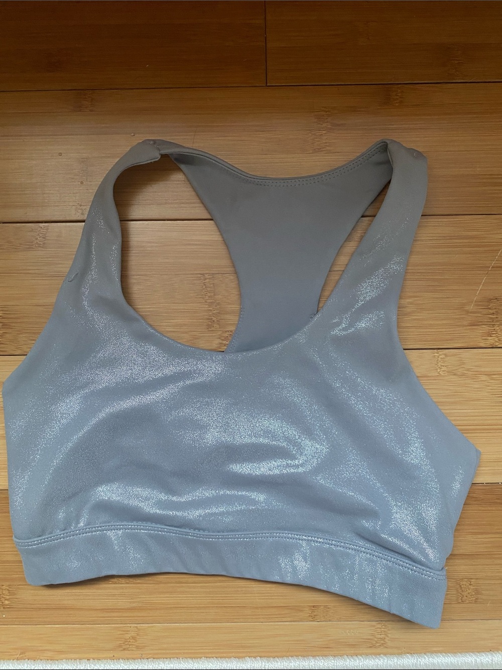 Light Gray Shimmery Racerback Sports Bra